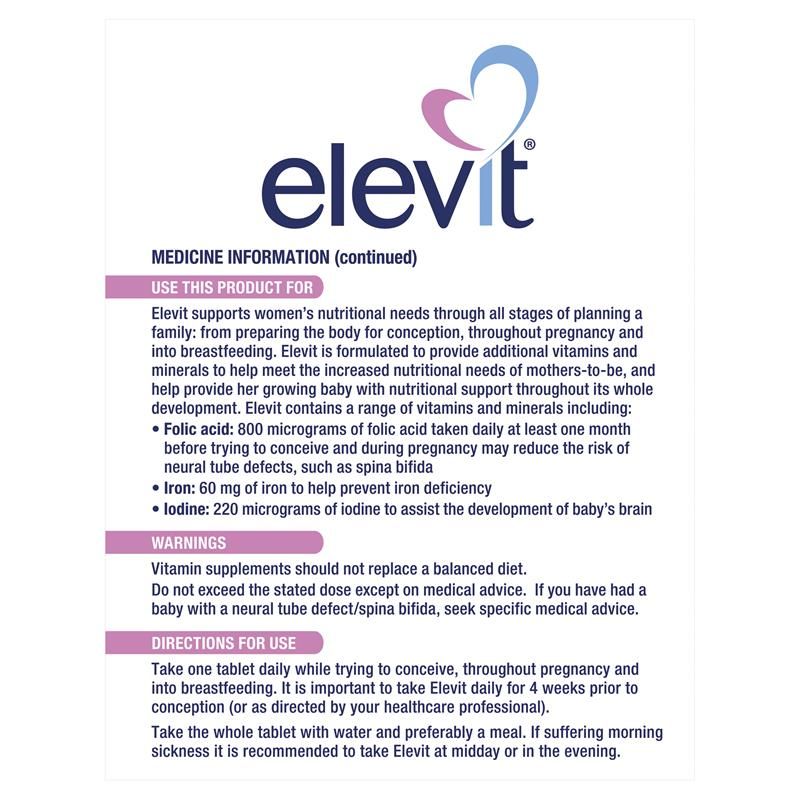 Elevit bầu Úc 100 viên vitamin tổng hợp bà bầu