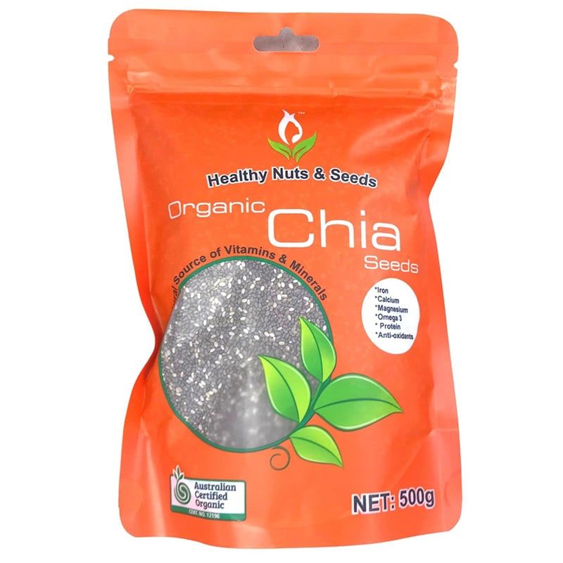 Hạt chia Úc Healthy Food & Nuts Organic Chia Seeds 500gr chính hãng
