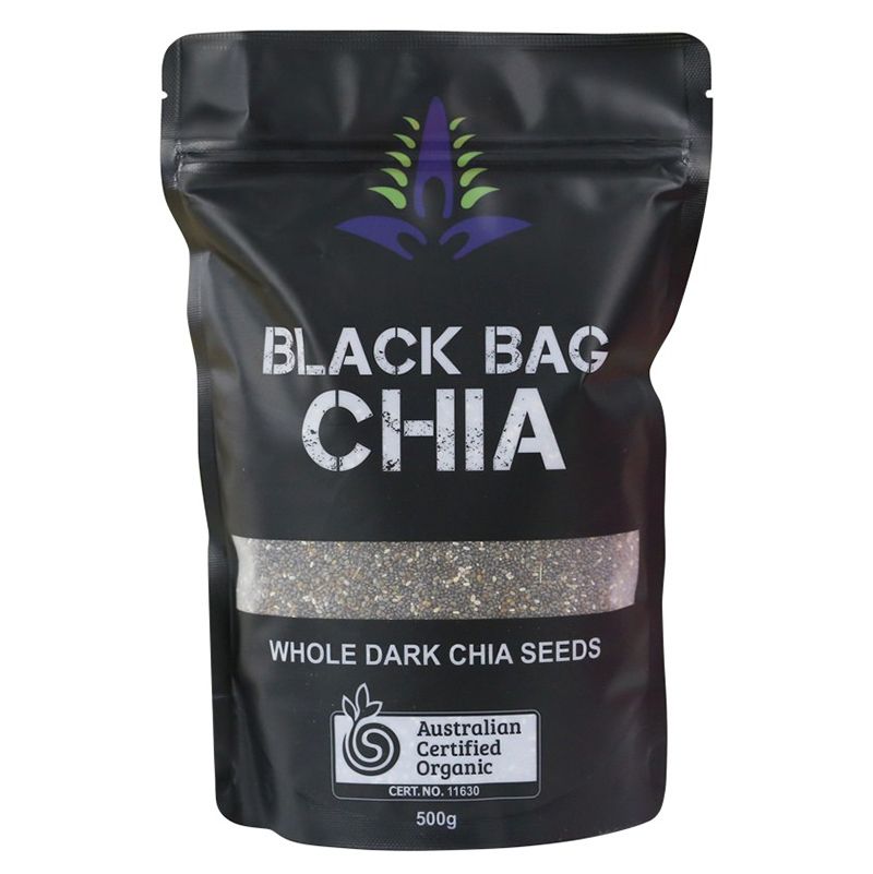 Hạt chia hữu cơ Úc Black Bag Chia Whole Dark Chia Seeds gói 500gr