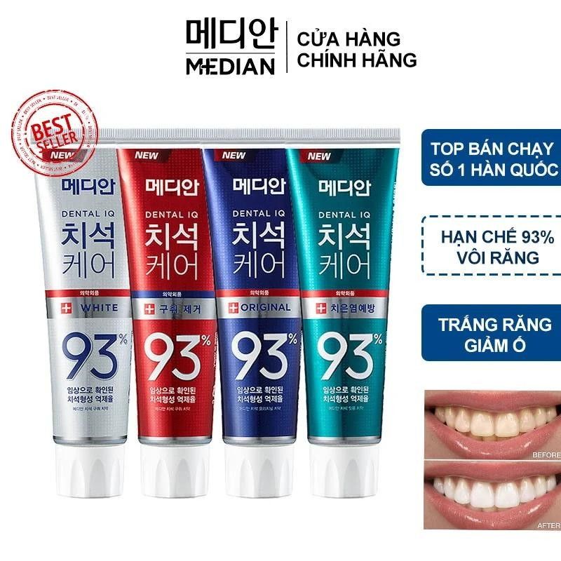 Kem đánh răng Median Dental IQ 93% Hàn Quốc 120g đủ màu