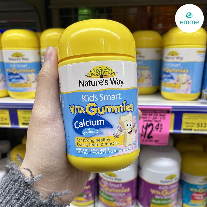 Kẹo dẻo Nature's Way Kids Smart Vita Gummies bổ sung canxi + vitamin D cho bé 60 viên