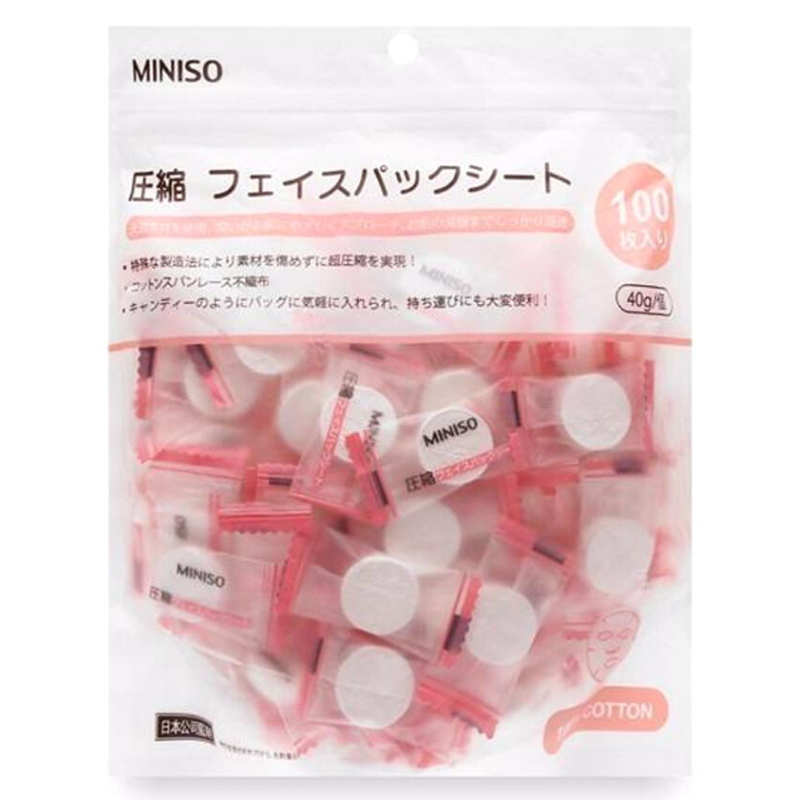 Mặt nạ giấy nén Miniso gói 100 viên Nhật Bản