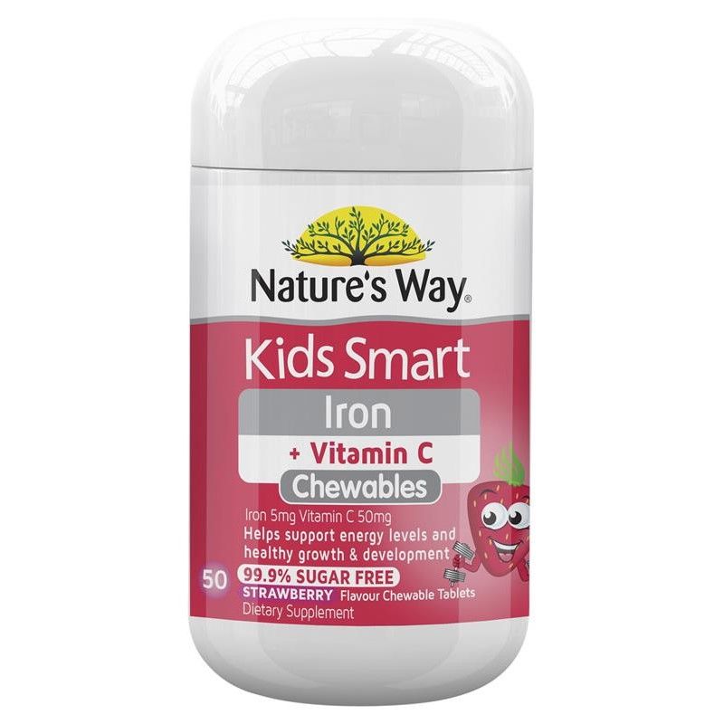 Viên nhai bổ sung sắt vitamin C Nature's Way Kids Smart Iron + Vitamin C cho bé 50 viên
