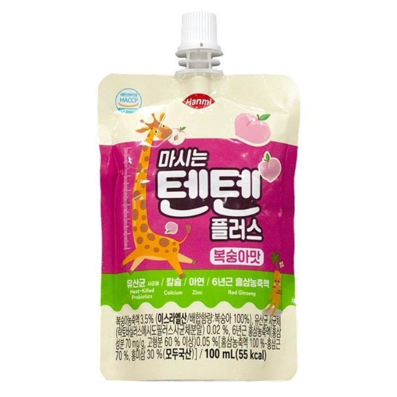 Nước hồng sâm hoa quả Tenten Hanmi Hàn Quốc 100ml cho bé 1Y+ vị đào