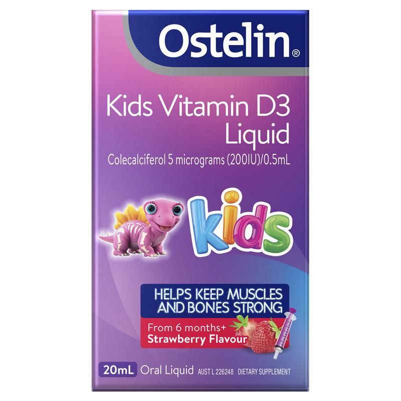 Ostelin Kids Vitamin D3 Liquid 20ml bổ sung vitamin D3 dạng nước cho bé từ 6 tháng tuổi của Úc