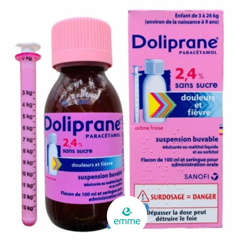 Siro hạ sốt Doliprane 2,4% (100ml) cho bé của Pháp