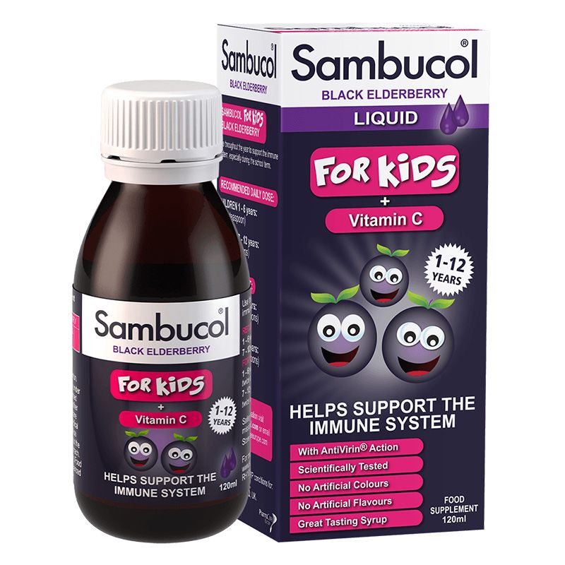 Siro Sambucol Black Elderberry + Vitamin C 120ml Anh tăng sức đề kháng cho bé 1-12 tuổi