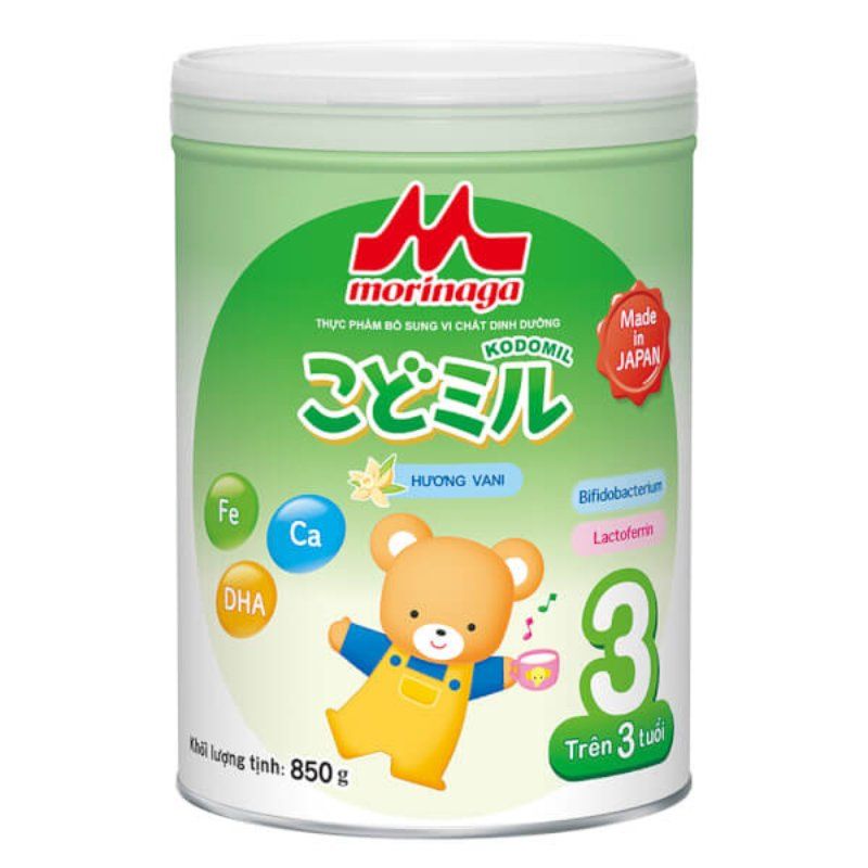 Sữa Morinaga Kodomil số 3 850g hương vani (trên 3 tuổi)