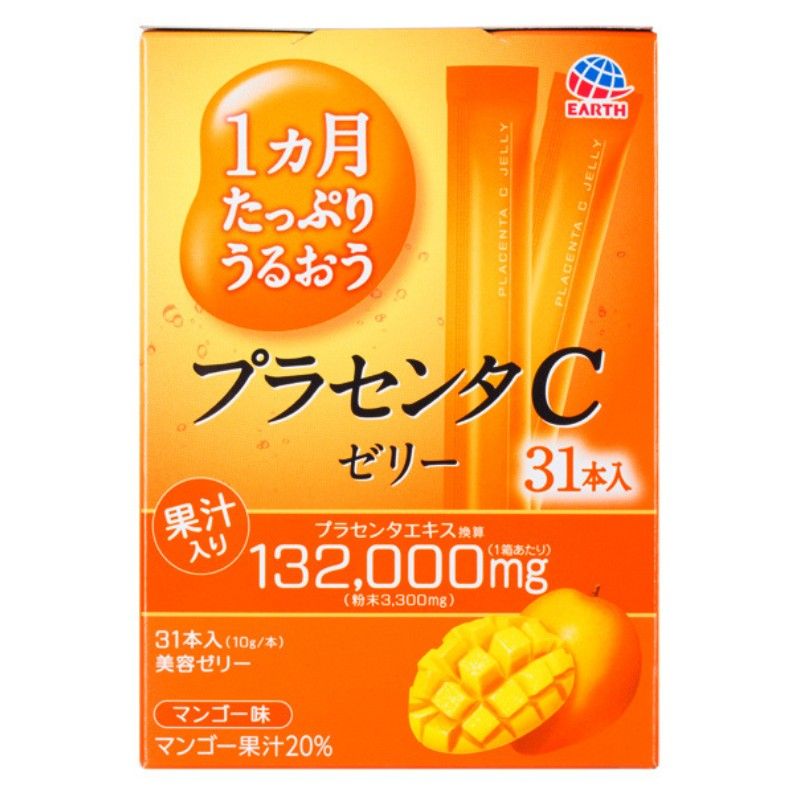 Thạch collagen Placenta C Jelly Earth Nhật Bản 31 gói vị xoài