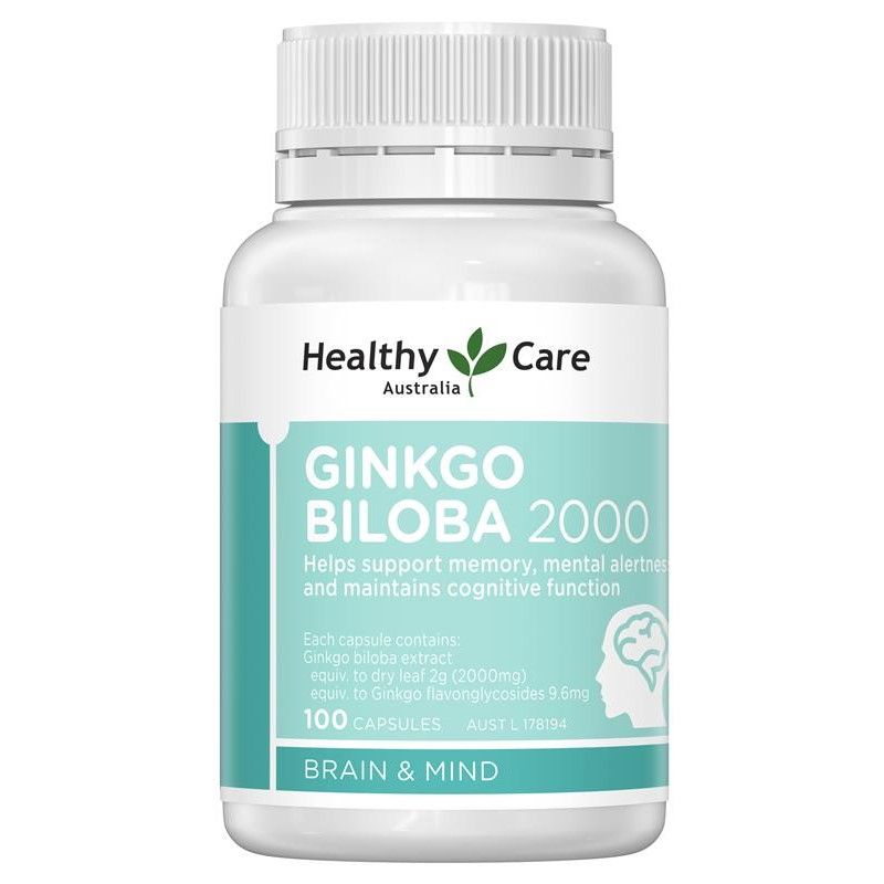 Viên uống bổ não Healthy Care Ginkgo Biloba 2000mg 100 viên của Úc