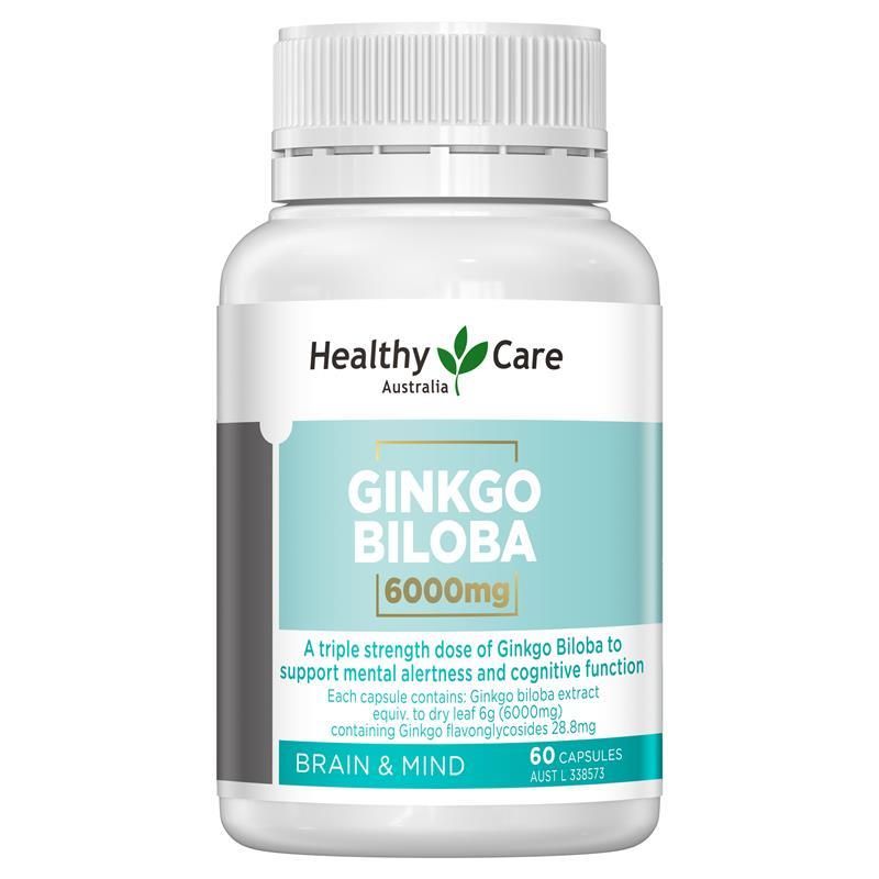Viên uống bổ não Healthy Care Ginkgo Biloba 6000mg 60 viên của Úc