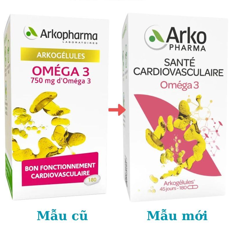 Viên uống dầu cá Omega 3 Arkopharma 180 viên Pháp mẫu mới