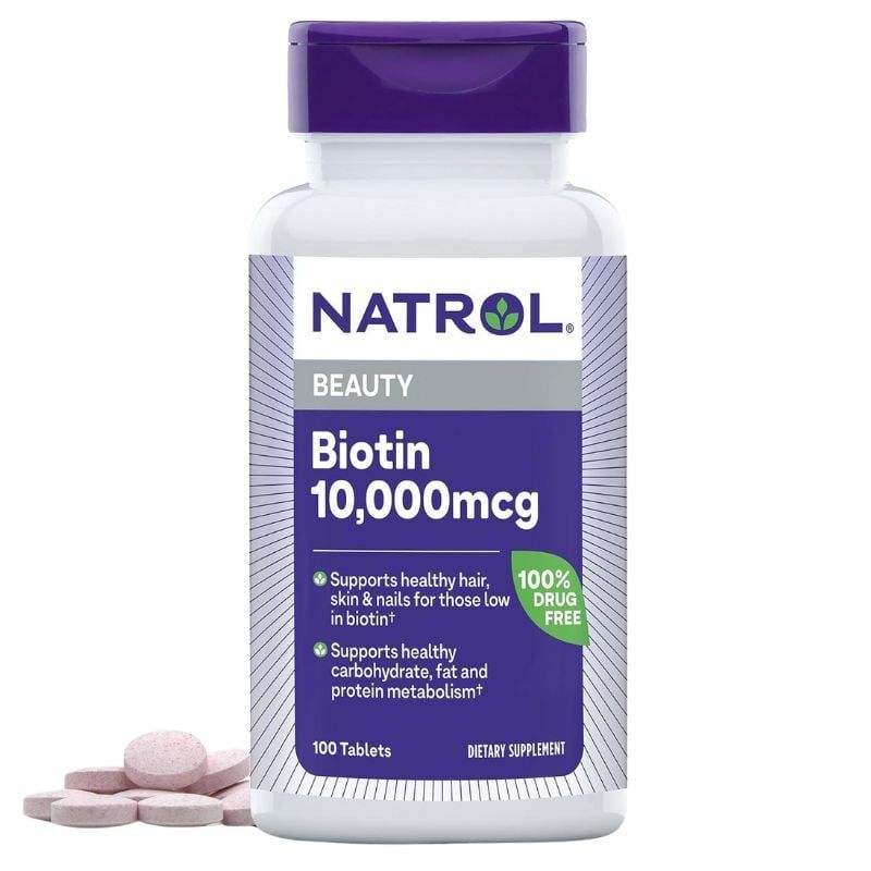 Viên uống mọc tóc Natrol Biotin 10000 Mcg của Mỹ 100 viên
