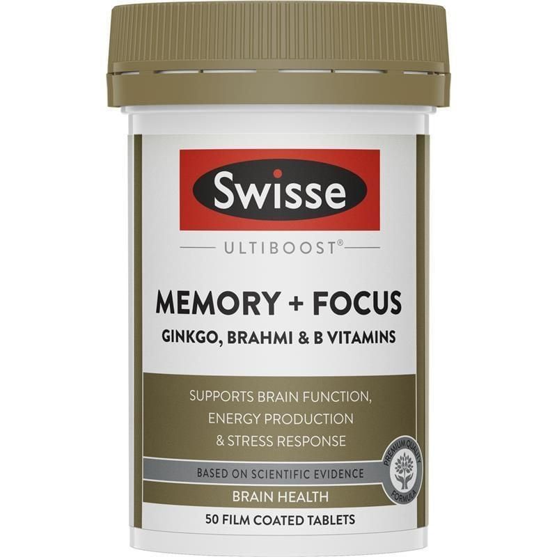 Viên uống Swisse Ultiboost Memory + Focus bổ não, tăng cường trí nhớ 50 viên Úc
