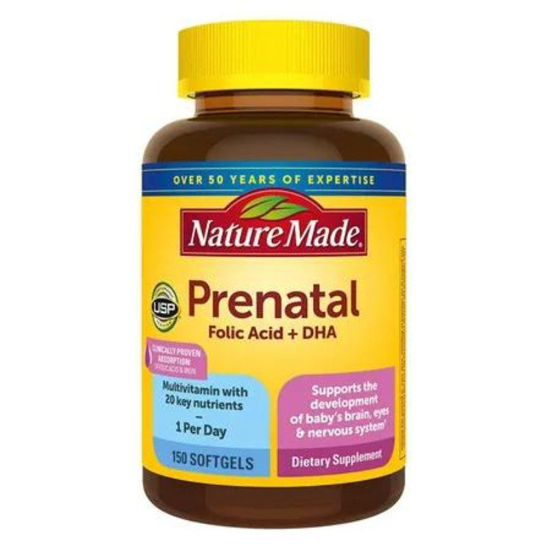 Vitamin tổng hợp cho bà bầu Nature Made Prenatal Multi + DHA 150 viên của Mỹ mẫu mới