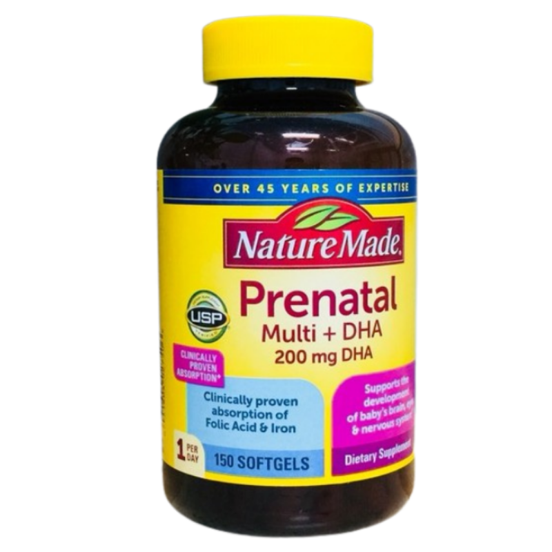Vitamin tổng hợp cho bà bầu Nature Made Prenatal Multi + DHA 150 viên của Mỹ