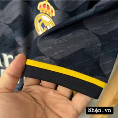 ÁO ĐẤU REAL MADRID SÂN KHÁCH XANH ĐEN BẢN PLAYER - LOGO ÉP MÙA GIẢI 2023/2024