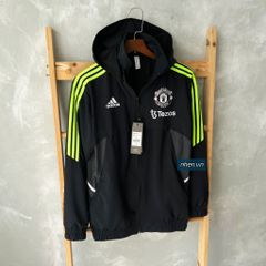 ÁO KHOÁC GIÓ MU ĐEN SỌC NEON 2022-2023 - MANCHESTER UNITED BLACK TRAINING JACKET