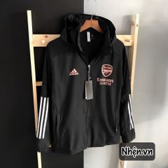 Áo khoác Arsenal training đen logo hồng