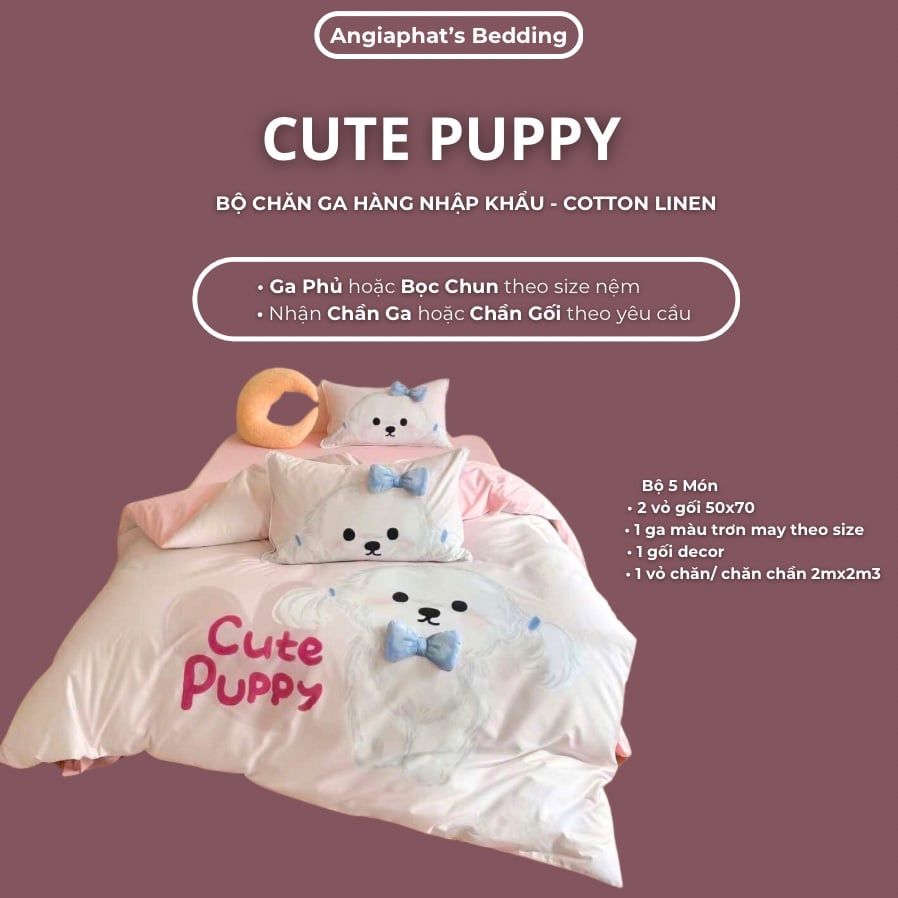 Bộ Chăn Ga Cotton Linen Kids - SNOW DOG