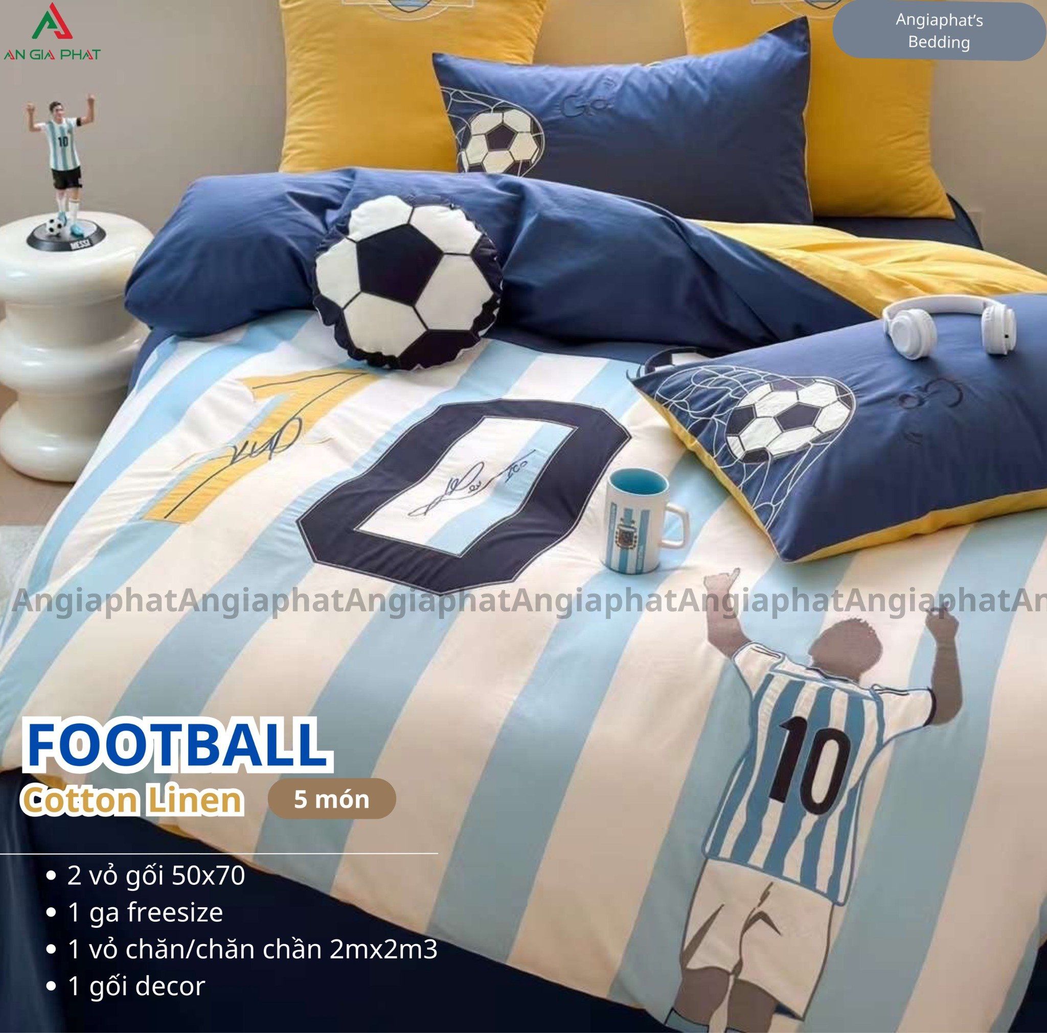 Bộ Chăn Ga Cotton Linen Kids - BÓNG ĐÁ