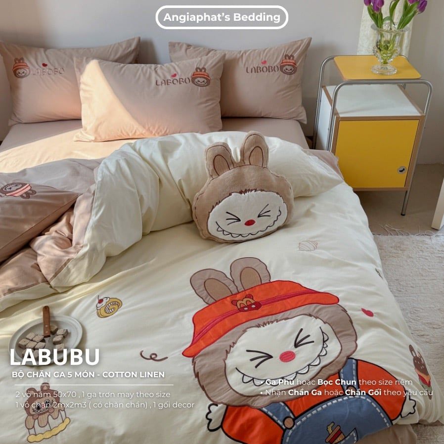 Bộ Chăn Ga Cotton Linen Kids - LABUBU