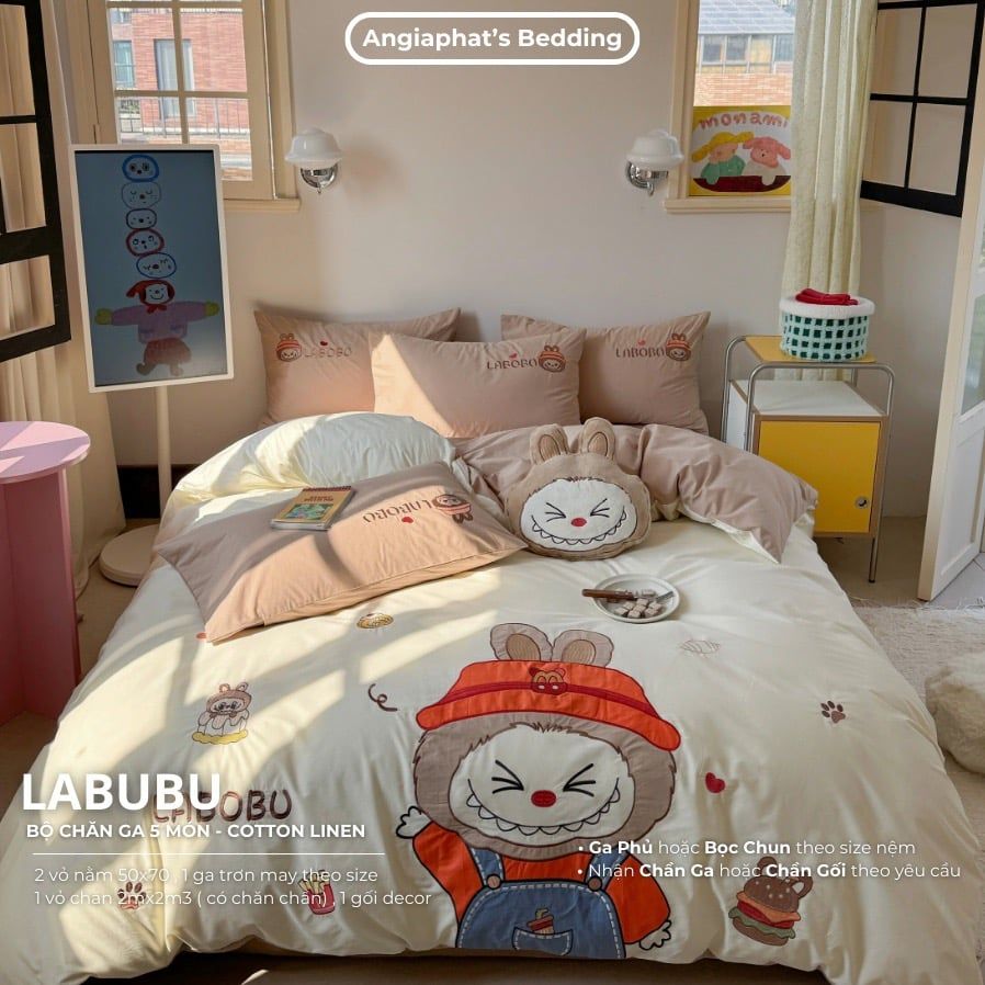 Bộ Chăn Ga Cotton Linen Kids - LABUBU
