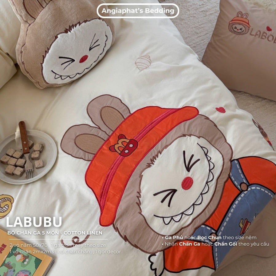 Bộ Chăn Ga Cotton Linen Kids - LABUBU