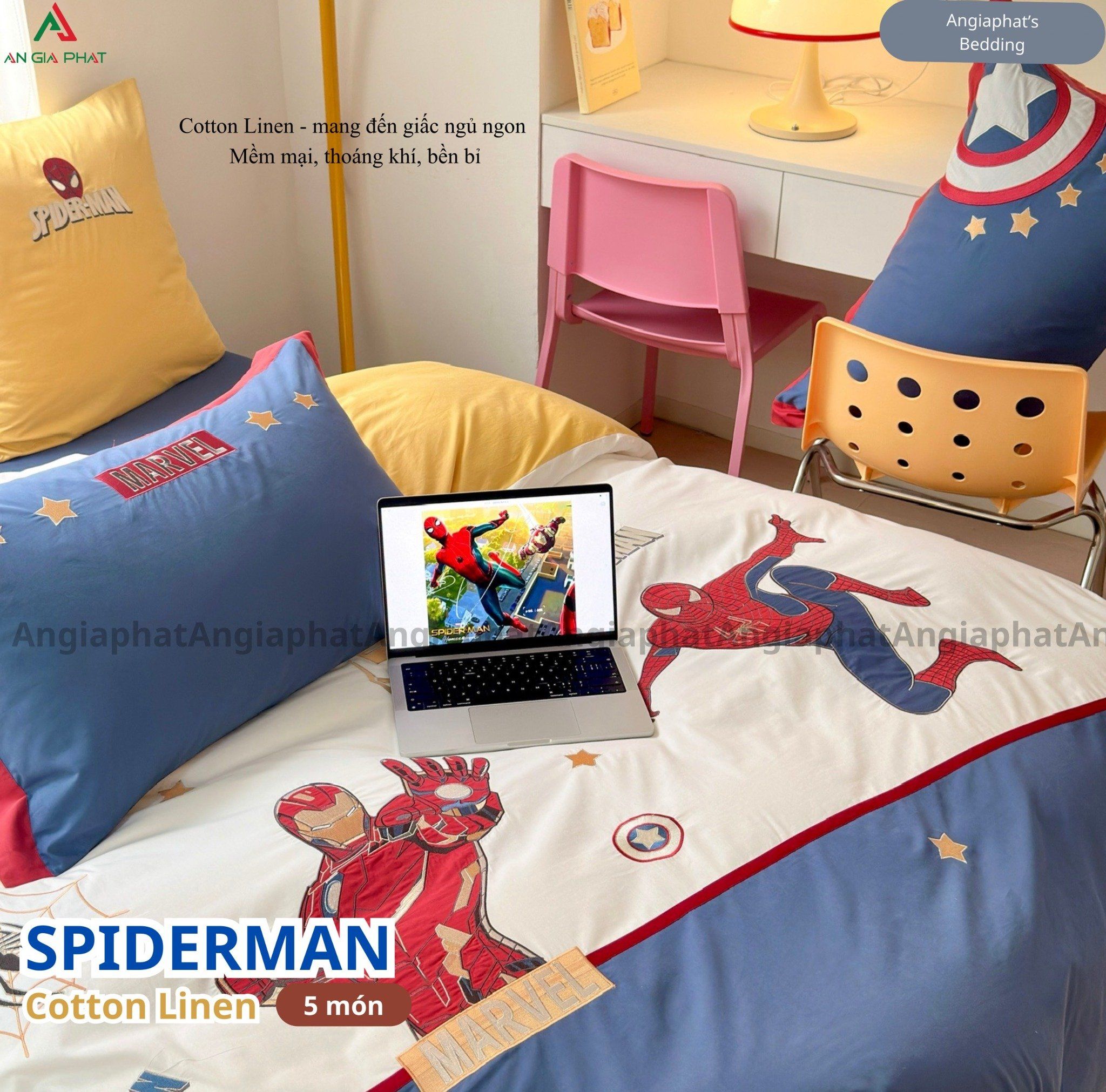 Bộ Chăn Ga Cotton Linen Kids - SPIDER MEN
