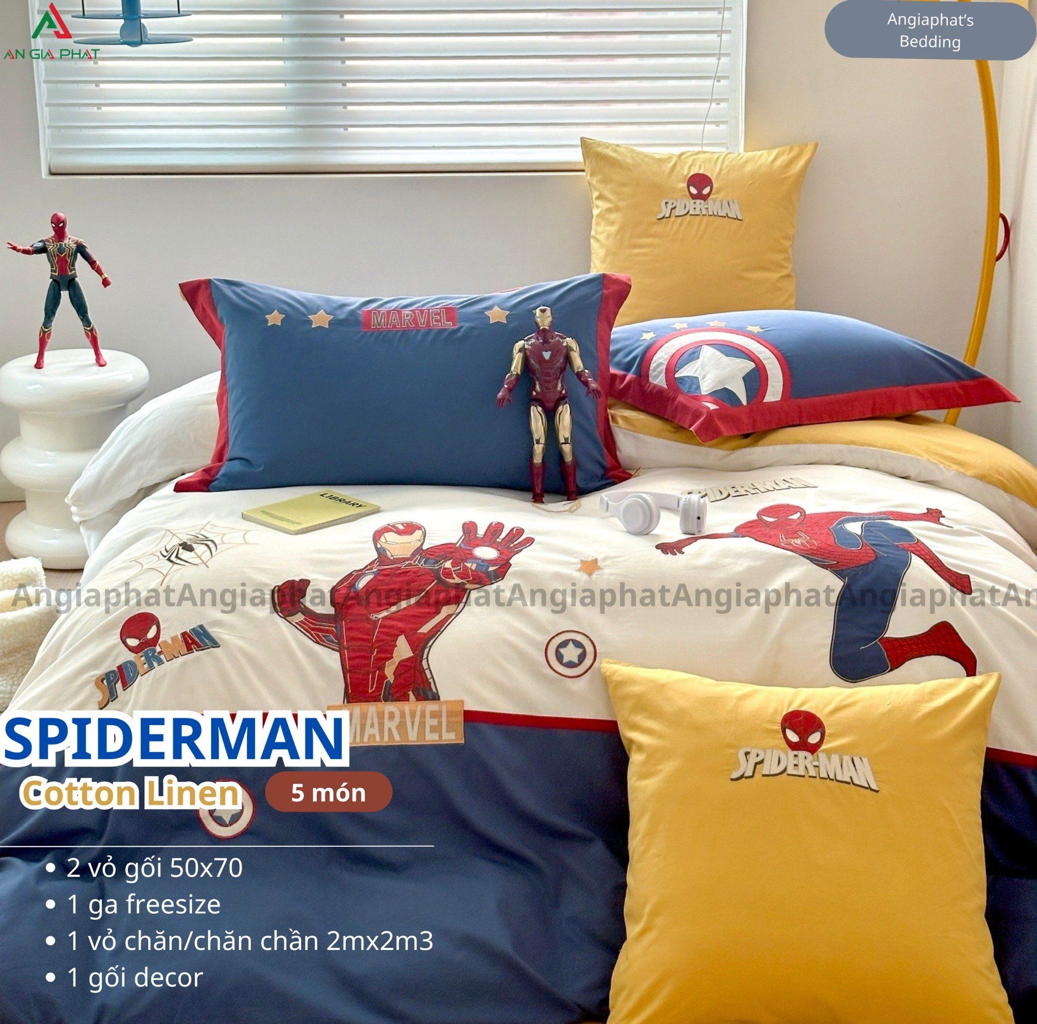 Bộ Chăn Ga Cotton Linen Kids - SPIDER MEN