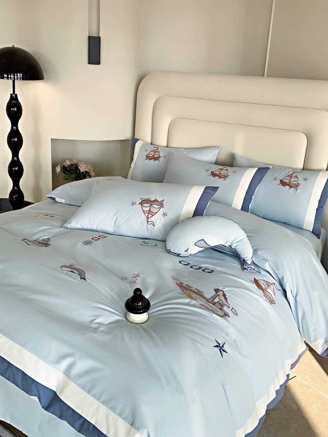 Bộ Chăn Ga Cotton Linen Kids - Biển Xanh