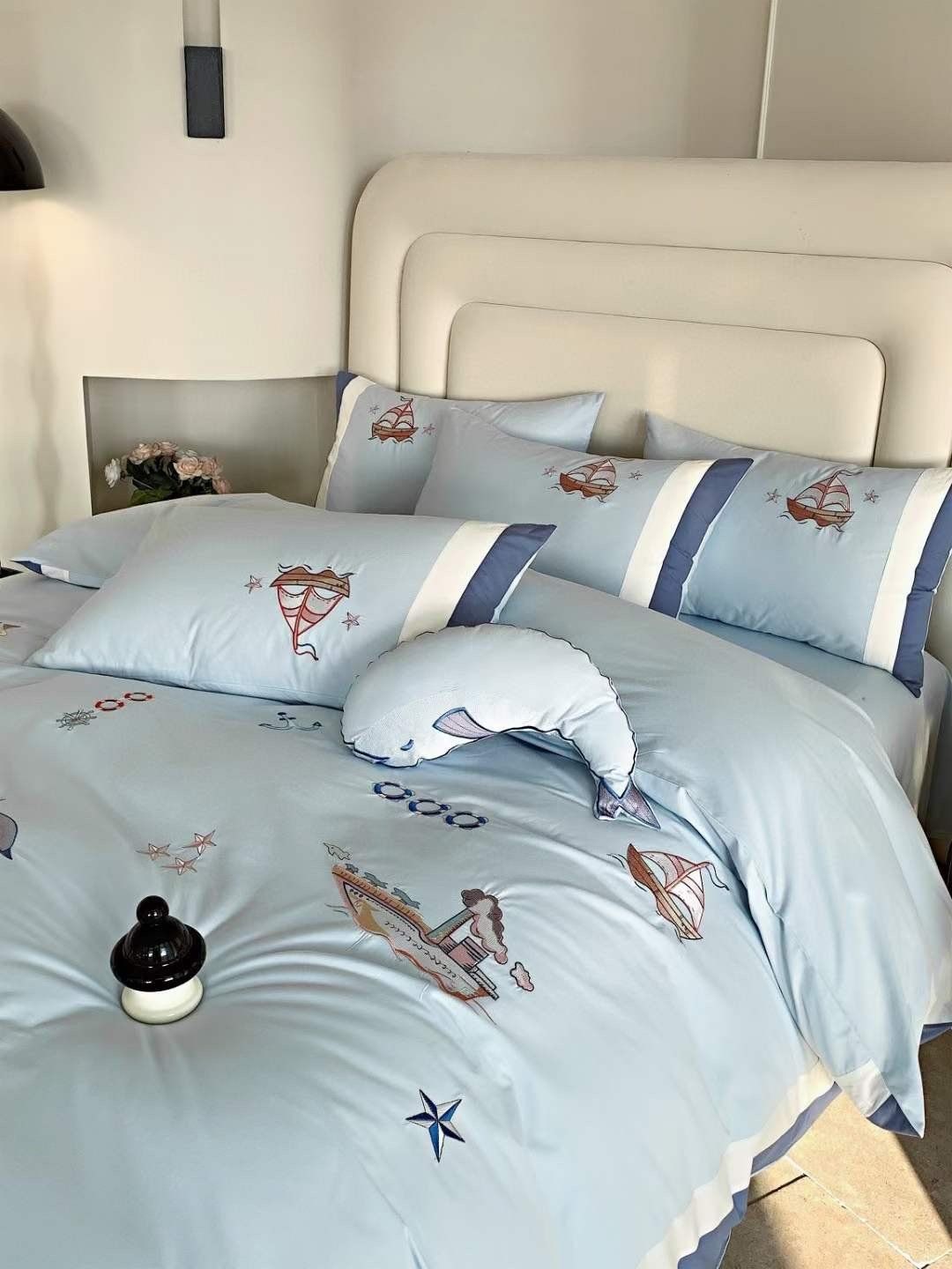 Bộ Chăn Ga Cotton Linen Kids - Biển Xanh