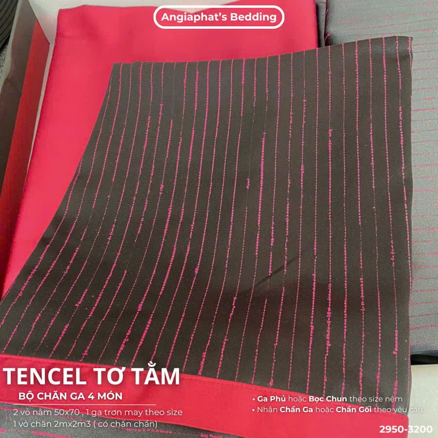 Set Chăn Ga Tencel Tơ Tằm COLOGNE - Đen Hồng