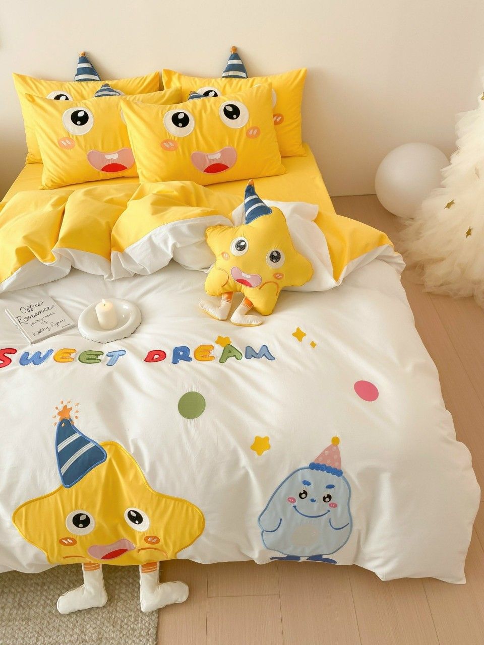 Bộ Chăn Ga Cotton Linen Kids - Sao Vàng