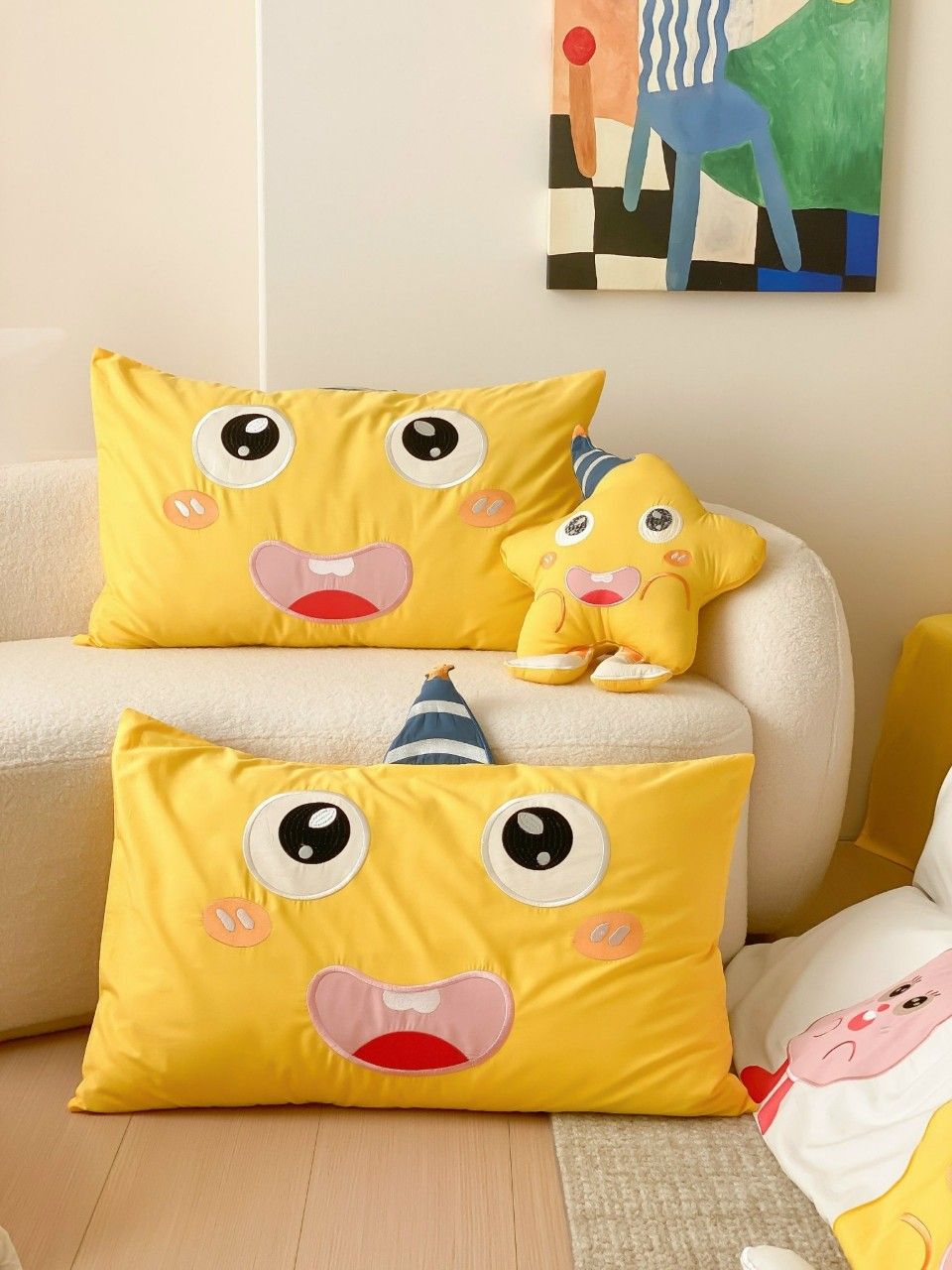 Bộ Chăn Ga Cotton Linen Kids - Sao Vàng