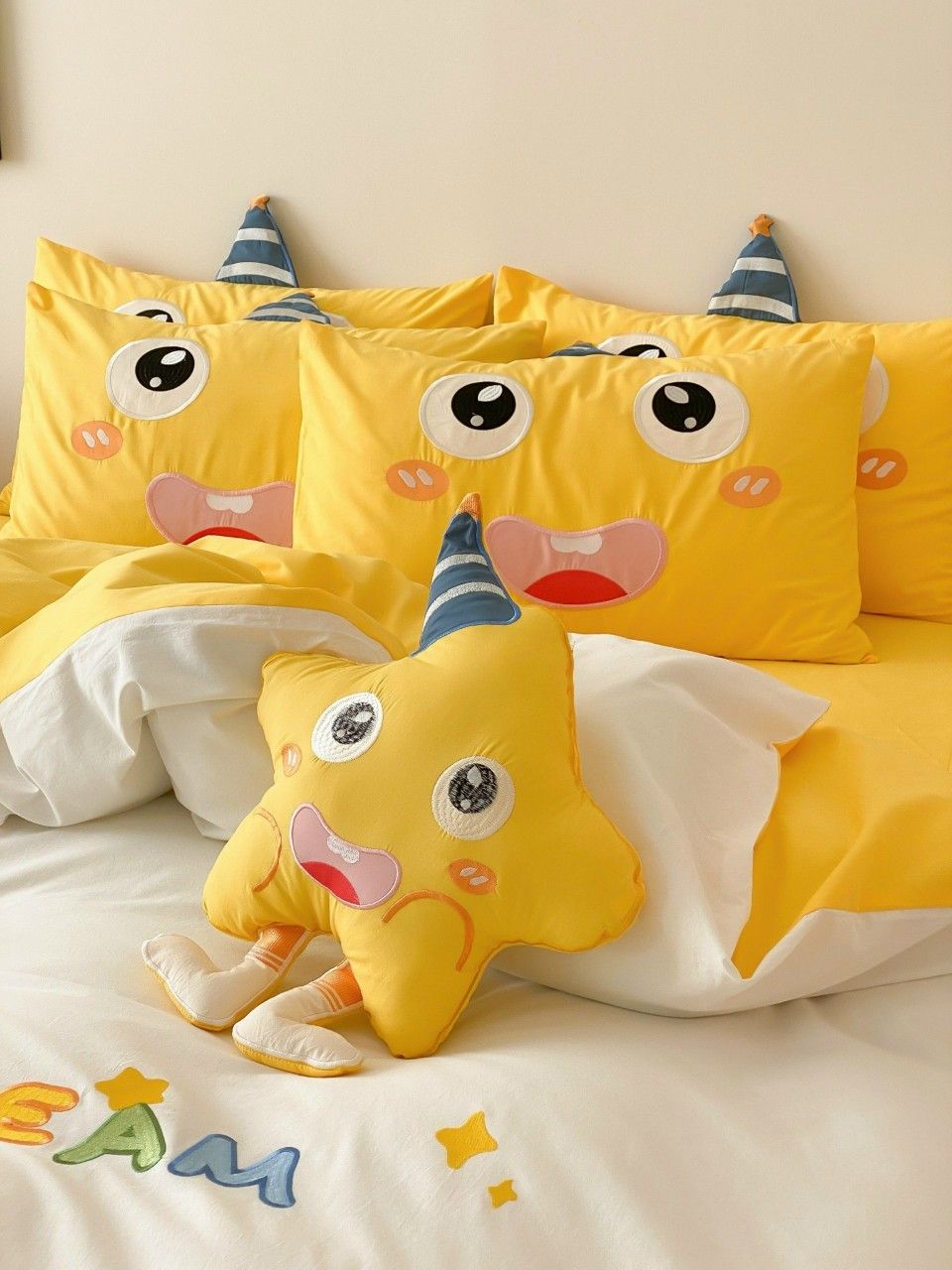 Bộ Chăn Ga Cotton Linen Kids - Sao Vàng