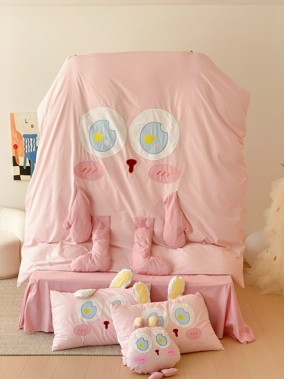 Bộ Chăn Ga Cotton Linen Kids - GẤU CHÂN DÀI