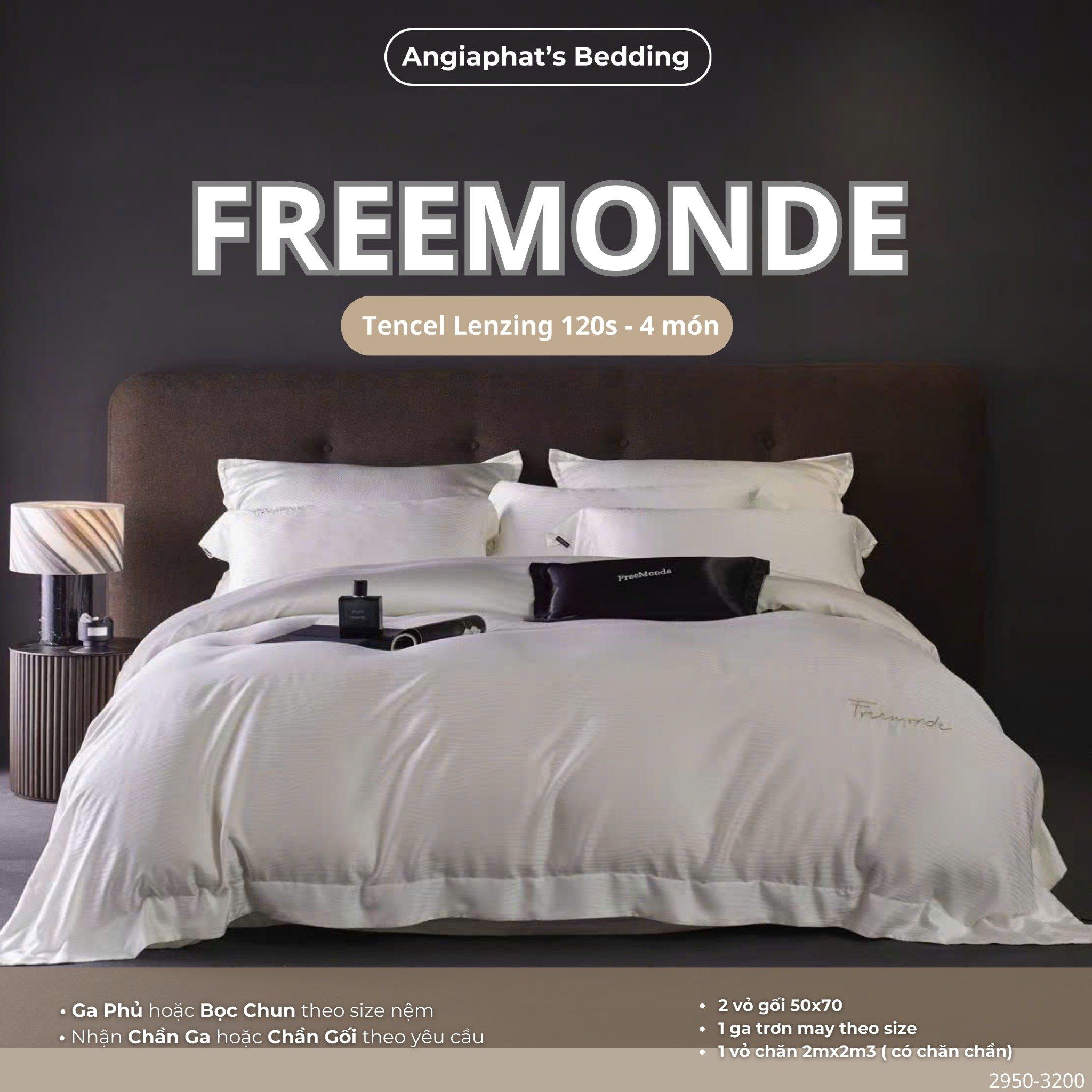 Set Chăn Ga Tencel 120s Freemonce Dệt Vân Chìm - Màu 11