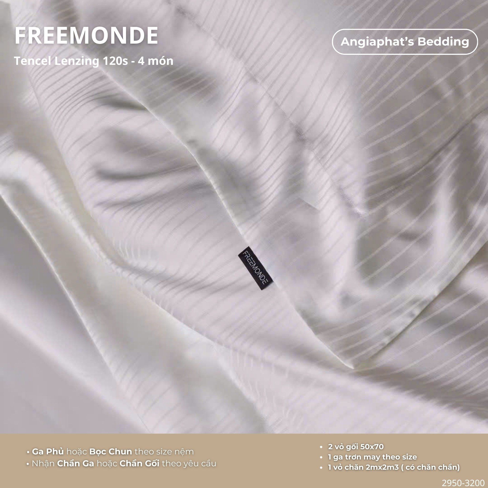 Set Chăn Ga Tencel 120s Freemonce Dệt Vân Chìm - Màu 11