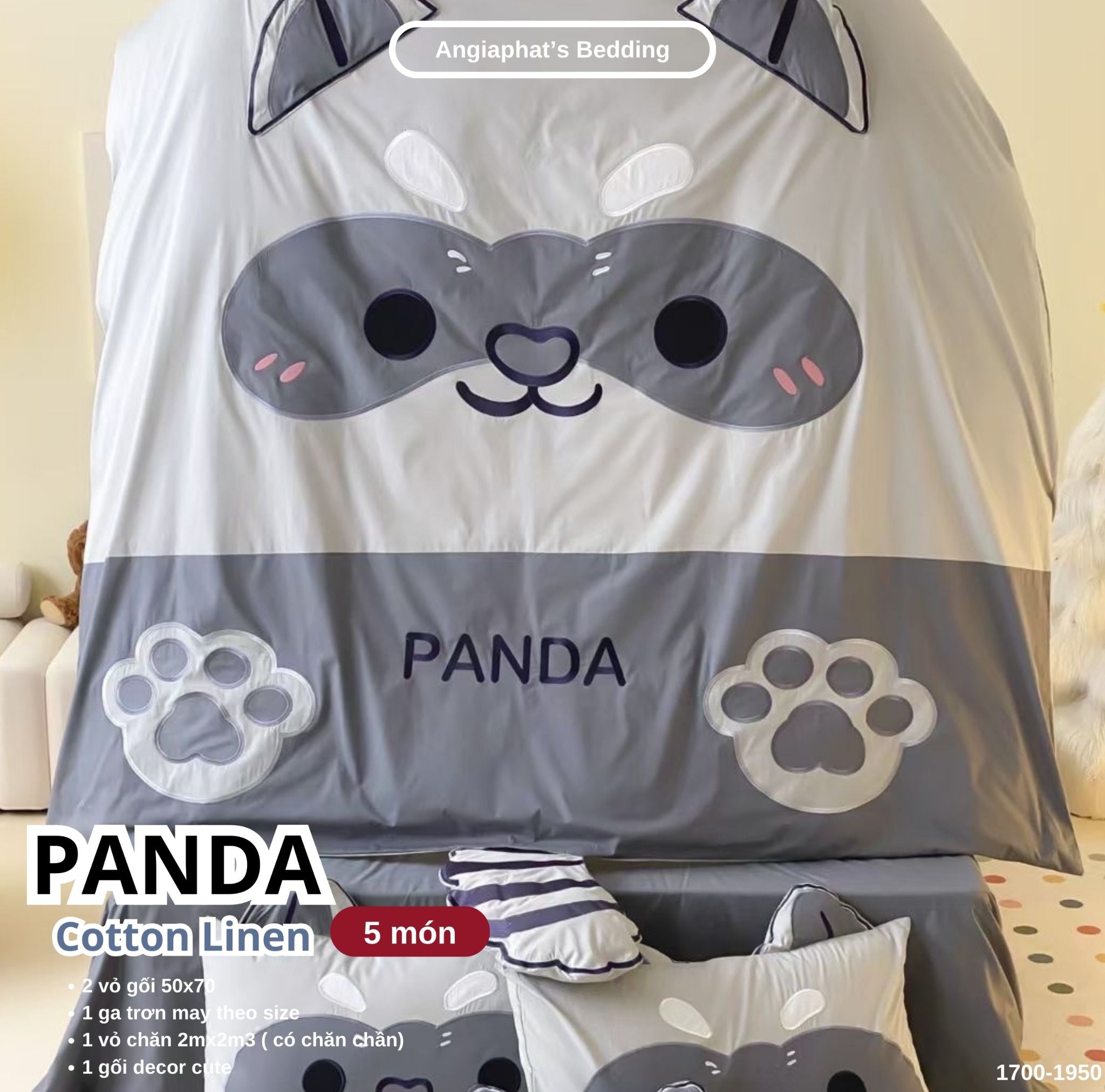 Bộ Chăn Ga Cotton Linen Kids / Cho Bé - Panda