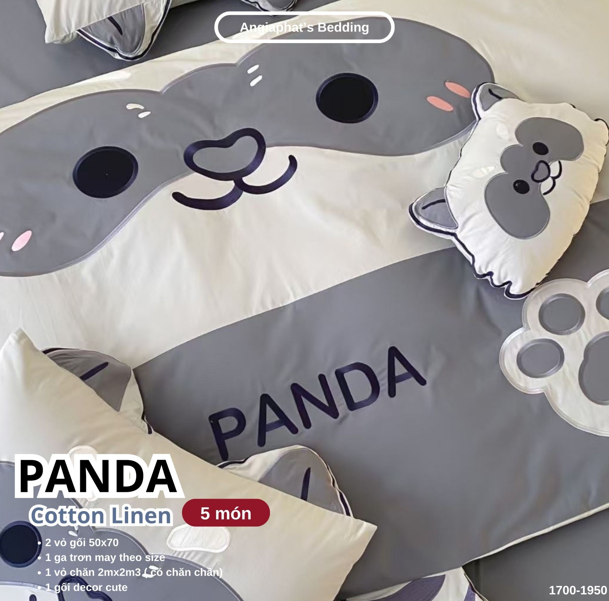 Bộ Chăn Ga Cotton Linen Kids / Cho Bé - Panda