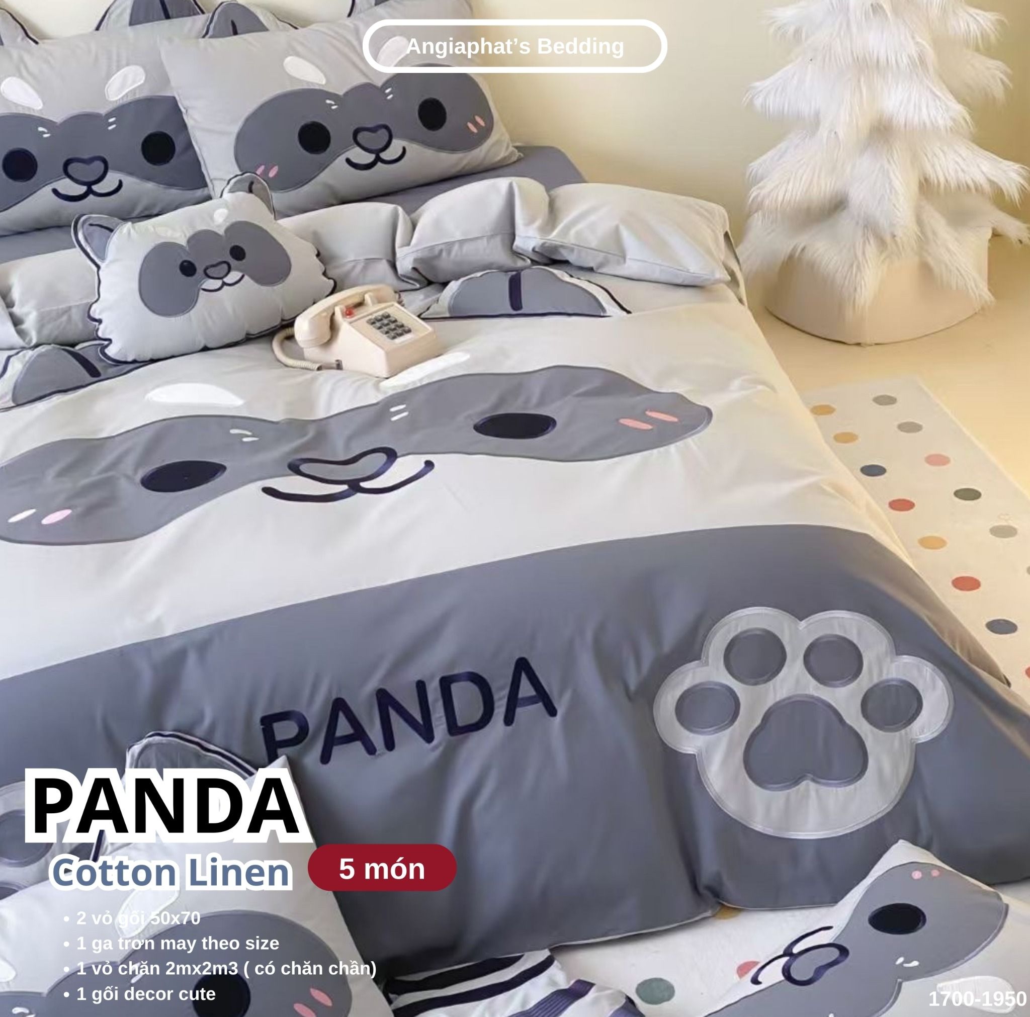 Bộ Chăn Ga Cotton Linen Kids / Cho Bé - Panda
