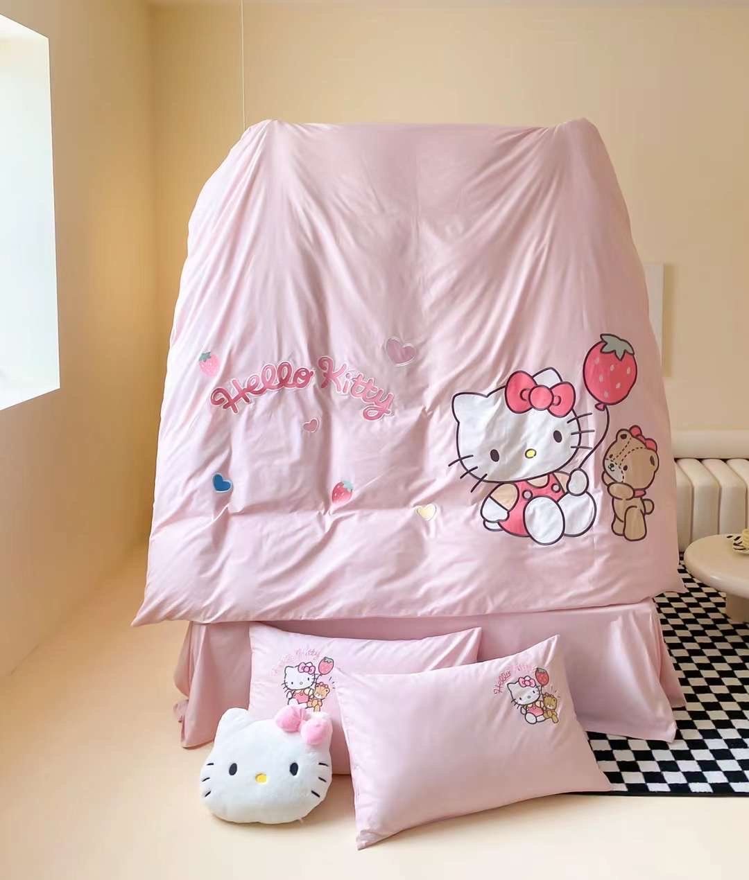 Bộ Chăn Ga Cotton Linen Kids - Kitty 3