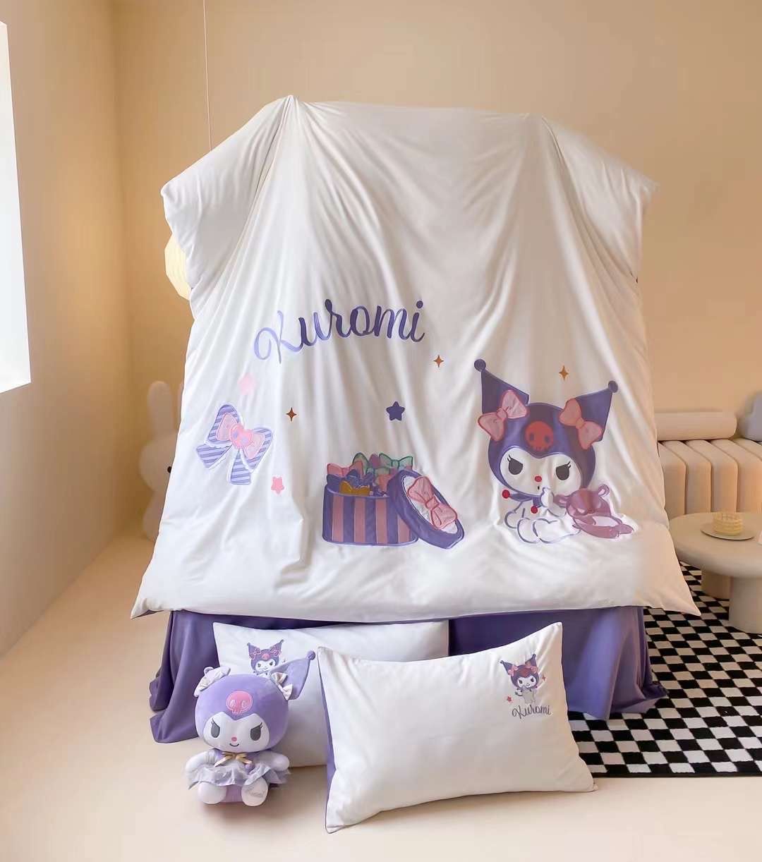 Bộ Chăn Ga Cotton Linen Kids - Kuromi 1 TÍM