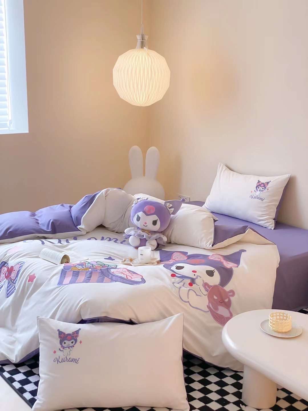 Bộ Chăn Ga Cotton Linen Kids - Kuromi 1 TÍM