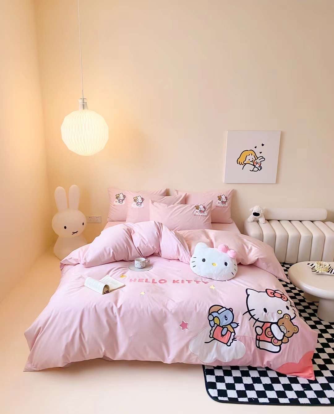 Bộ Chăn Ga Cotton Linen Kids - Kitty 2