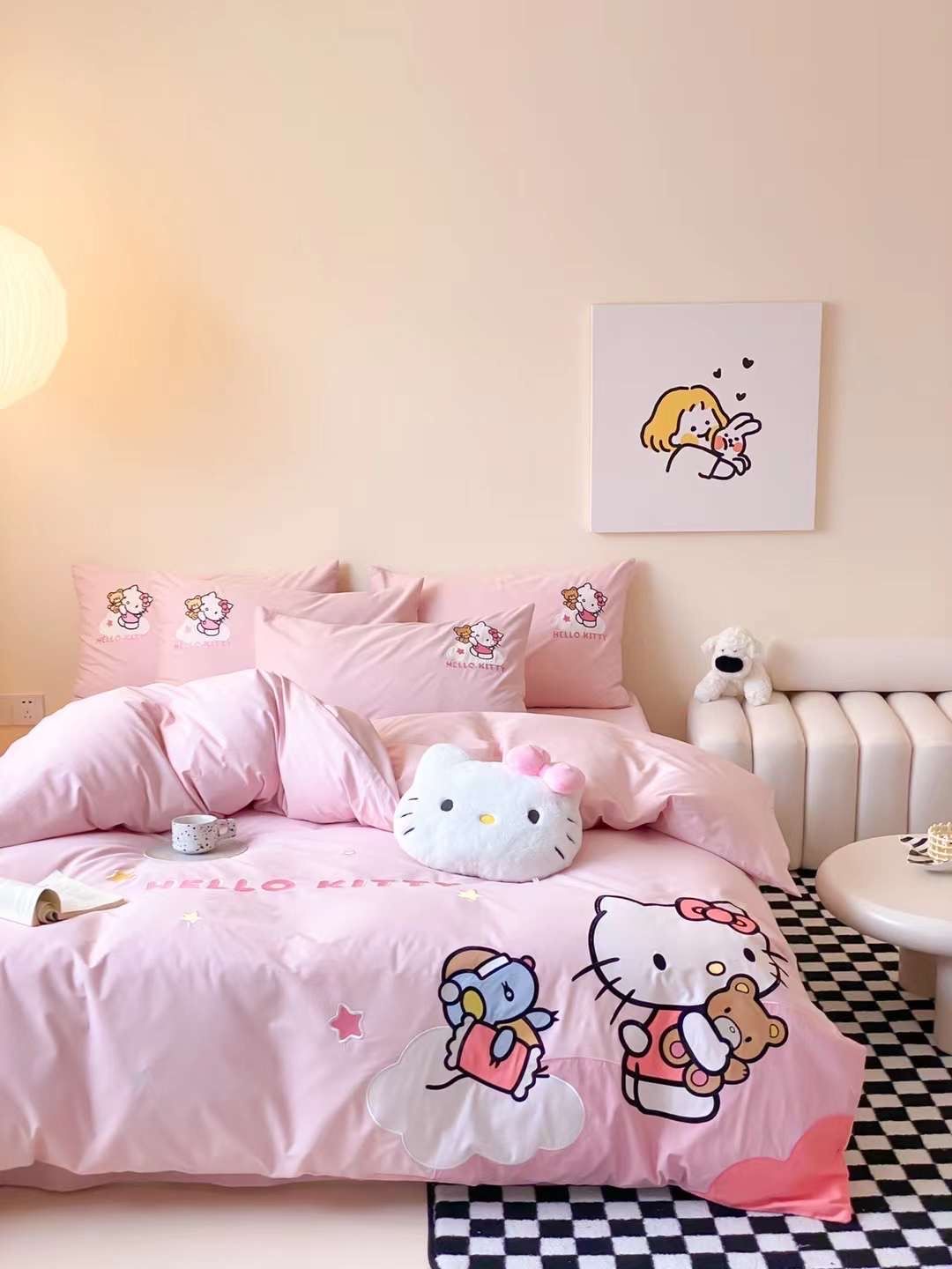 Bộ Chăn Ga Cotton Linen Kids - Kitty 2