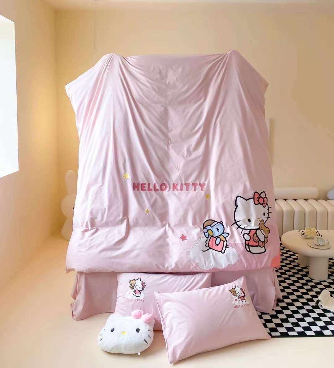 Bộ Chăn Ga Cotton Linen Kids - Kitty 2
