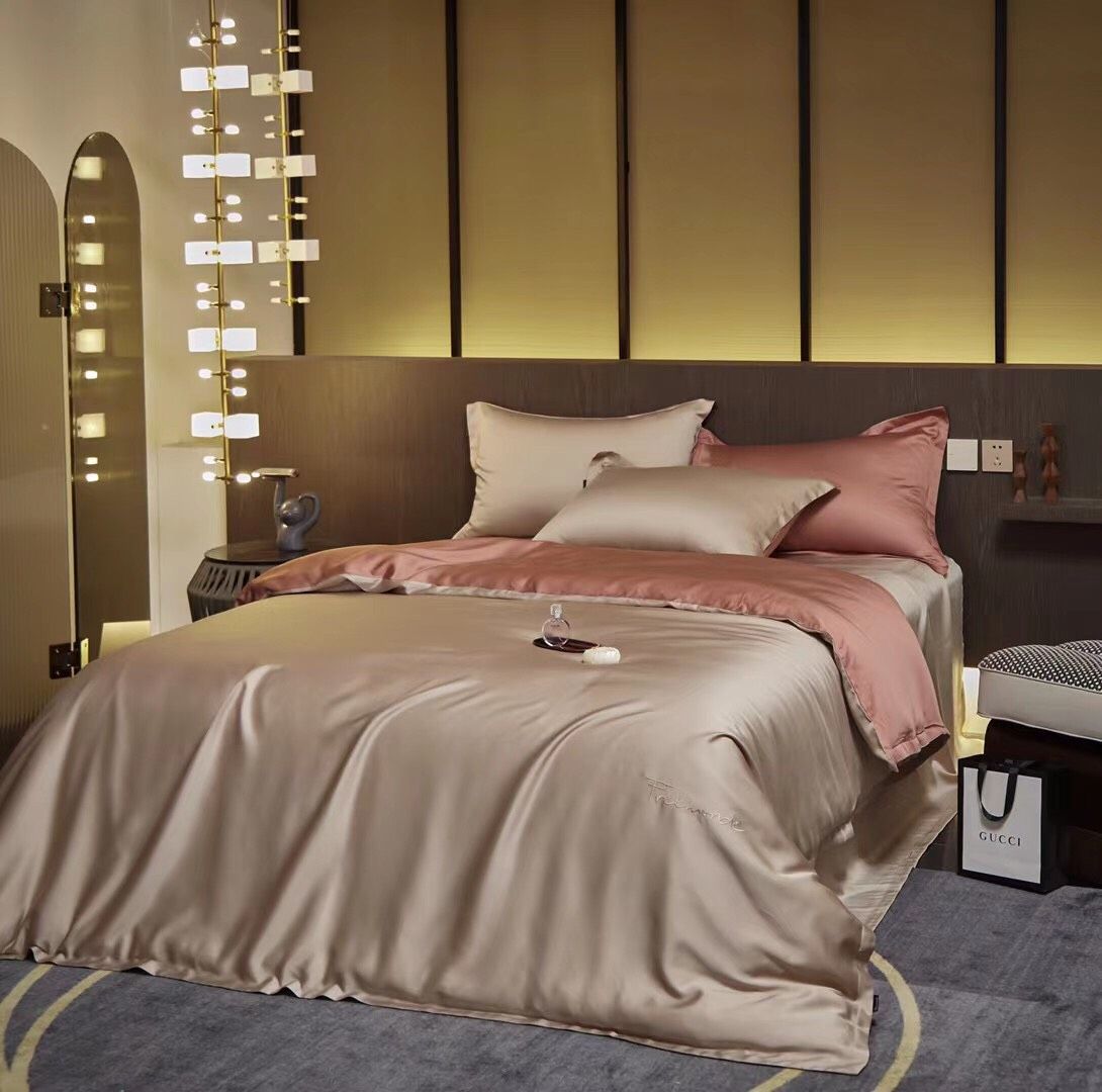 Bộ Chăn Ga Tencel 80S Freemonde Phối Be - Cam
