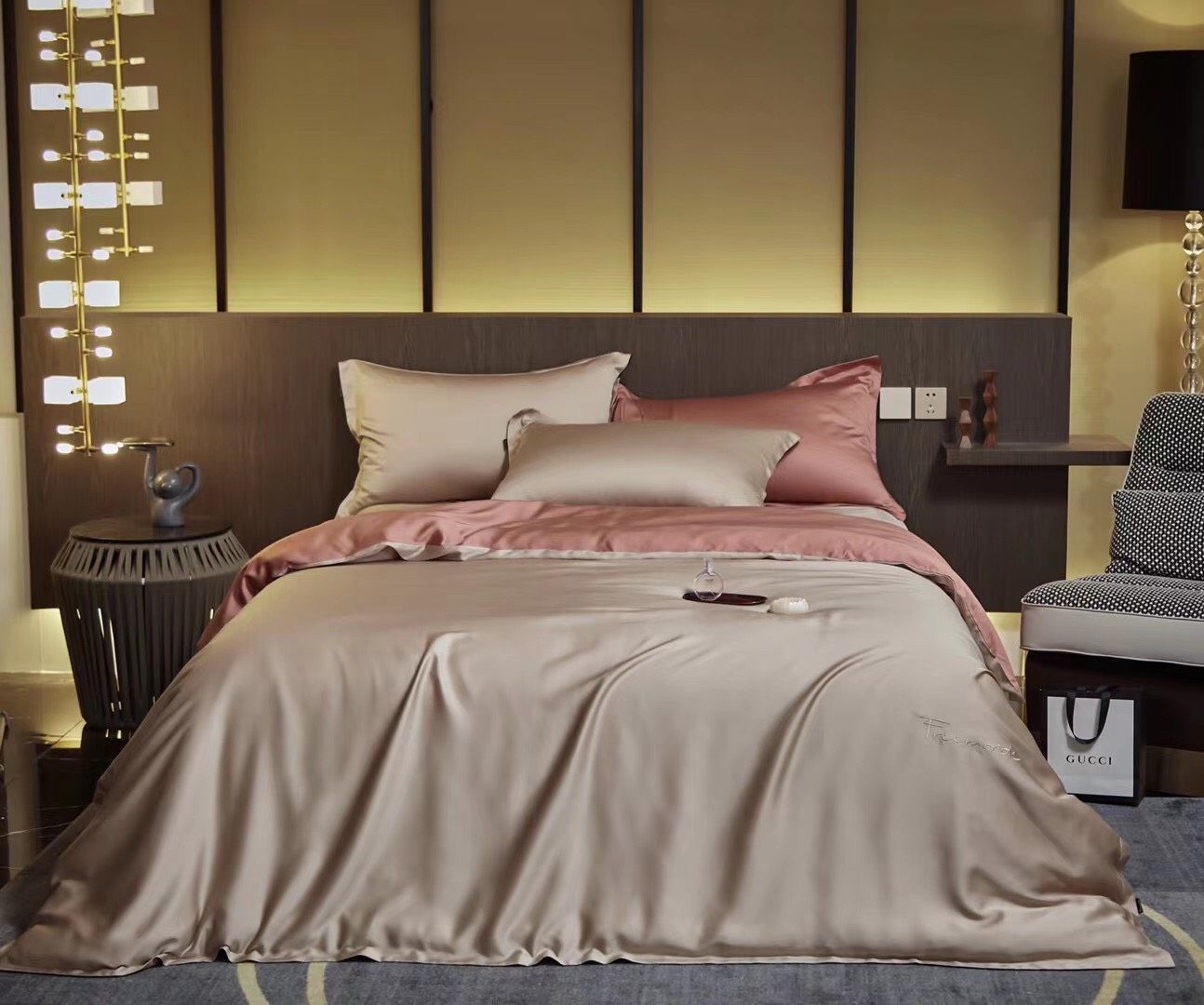 Bộ Chăn Ga Tencel 80S Freemonde Phối Be - Cam